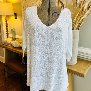 Gretchen Scott Hand Embroidered Tunic - Size Small